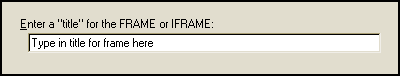 screen shot of text field for entering FRAME title